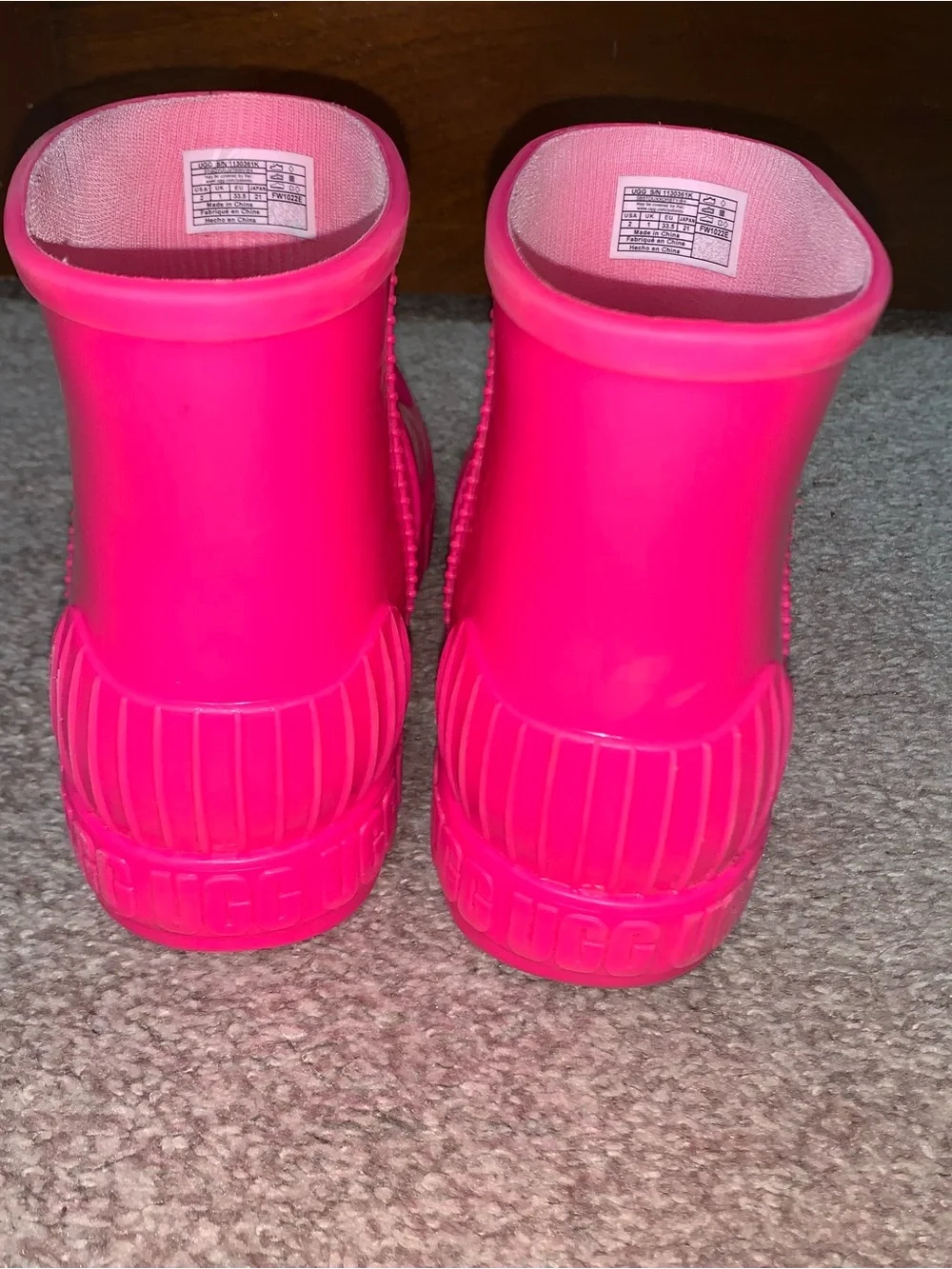 UGG Kids Neon Pink Waterproof Short Rain Boots